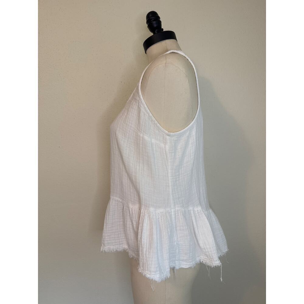 Current Elliott Women's Ballet Tank Top White Cotton Gauze Raw Hem Size 2 - Picture 3 of 7
